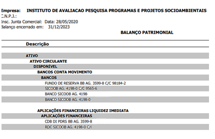 Balanço Patrimonial 2023